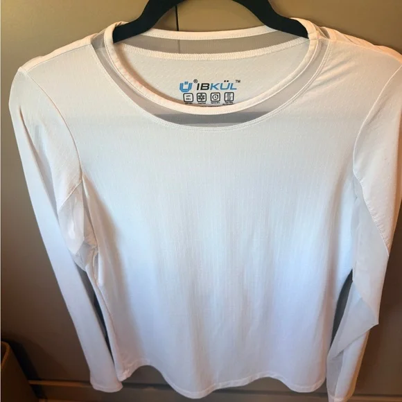 IBKUL Women's Long Sleeve White Inlay Crew Neck Top - Picture 4 of 8